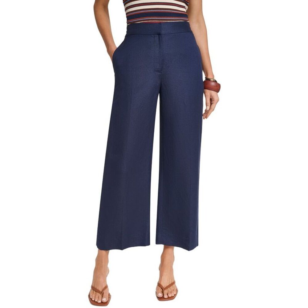 Halston Womens Linen-Blend Wide Leg Pant
